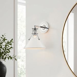 Rynara 9" One Light Wall Sconce, Polished Nickel / Off White