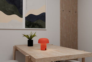 Sensa Play 8" Cordless Rechargeable Indoor/Outdoor Speaker Lamp, Red/Orange