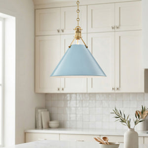 Rynara 16" One Light Pendant, Aged Brass / Blue Bird