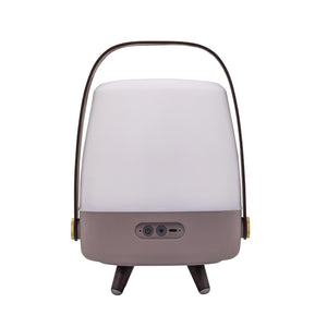 Lite Up Play Mini 8" Cordless Rechargeable Indoor/Outdoor Speaker Lamp, Earth - Light Brown/Taupe