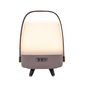 Lite Up Play Mini 8" Cordless Rechargeable Indoor/Outdoor Speaker Lamp, Earth - Light Brown/Taupe