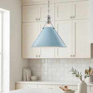 Rynara 16" One Light Pendant, Polished Nickel / Blue Bird