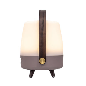 Lite Up Play Mini 8" Cordless Rechargeable Indoor/Outdoor Speaker Lamp, Earth - Light Brown/Taupe