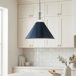 Rynara 16" One Light Pendant, Polished Nickel / Darkest Blue