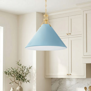 Rynara 21" One Light Pendant, Aged Brass / Blue Bird