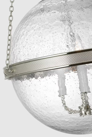 Resse 18" Three Light Globe Pendant, Polished Nickel