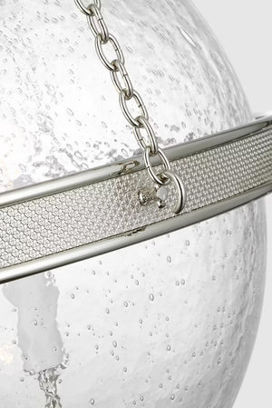 Resse 18" Three Light Globe Pendant, Polished Nickel