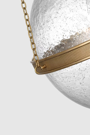 Resse 18" Three Light Globe Pendant, Soft Brass