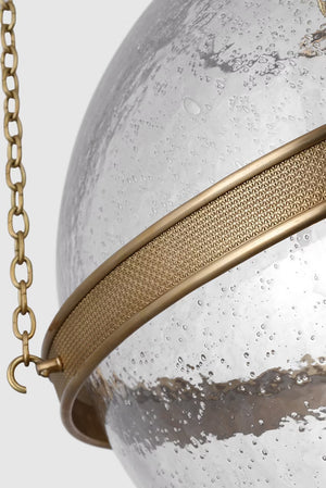 Resse 18" Three Light Globe Pendant, Soft Brass