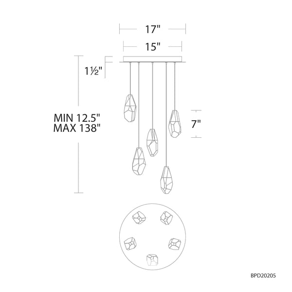 Martini 17'' LED Chandelier, Black