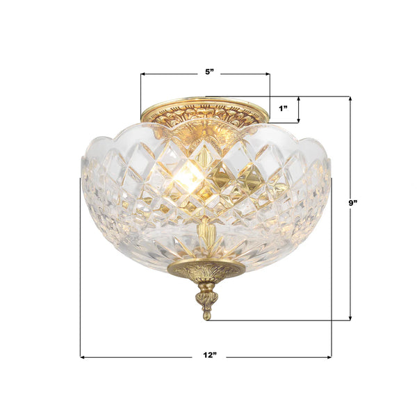 Gild 12'' Two Light Semi Flush Mount, Olde Brass