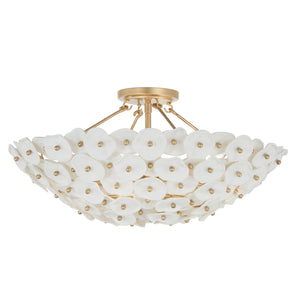 Lynor 22" Four Lights Semi Flush, Legacy Brass