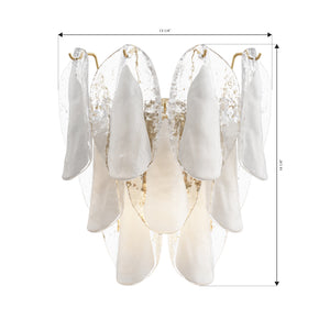 Belrose 13" Two Light Wall Sconce, Legacy Brass with White and Clear