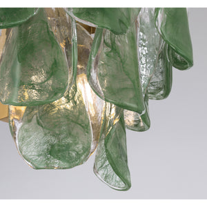 Belrose 13" Two Light Wall Sconce, Legacy Brass with Green and Clear