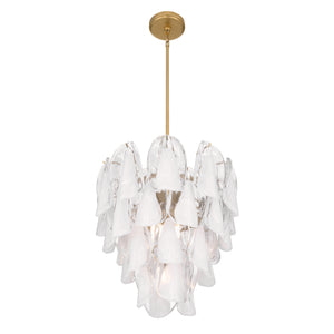 Belrose 18" Five Light Pendant, Legacy Brass with White and Clear