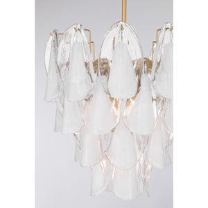 Belrose 18" Five Light Pendant, Legacy Brass with White and Clear