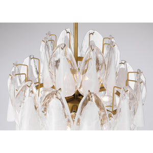 Belrose 18" Five Light Pendant, Legacy Brass with White and Clear