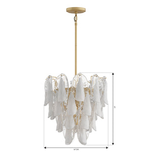 Belrose 18" Five Light Pendant, Legacy Brass with White and Clear