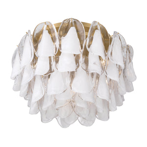 Belrose 24" Six Light Flush Mount, Legacy Brass with White and Clear