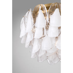 Belrose 24" Six Light Flush Mount, Legacy Brass with White and Clear