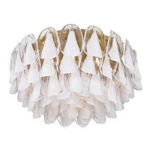 Belrose 31" Eleven Light Flush Mount, Legacy Brass with White and Clear