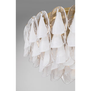 Belrose 31" Eleven Light Flush Mount, Legacy Brass with White and Clear