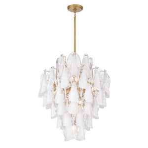 Belrose 23" Thirteen Light Pendant, Legacy Brass with White and Clear