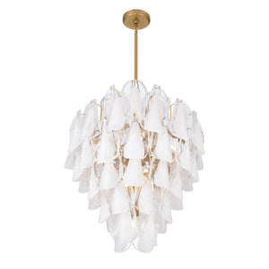 Belrose 23" Thirteen Light Pendant, Legacy Brass with White and Clear