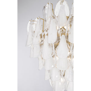 Belrose 23" Thirteen Light Pendant, Legacy Brass with White and Clear