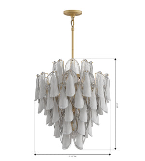 Belrose 23" Thirteen Light Pendant, Legacy Brass with White and Clear