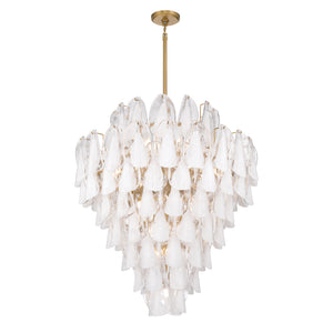 Belrose 33" Twenty One Light Pendant, Legacy Brass with White and Clear