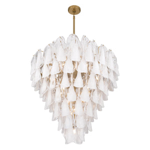 Belrose 33" Twenty One Light Pendant, Legacy Brass with White and Clear