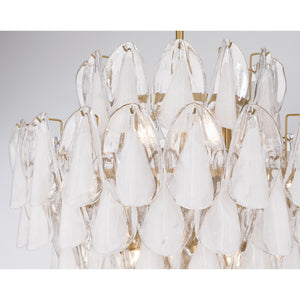 Belrose 33" Twenty One Light Pendant, Legacy Brass with White and Clear