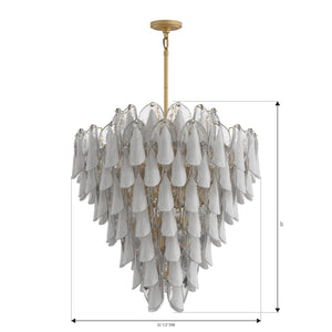 Belrose 33" Twenty One Light Pendant, Legacy Brass with White and Clear