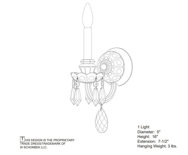 Hamilton Nouveau 7.5'' One Light Wall Sconce, Silver