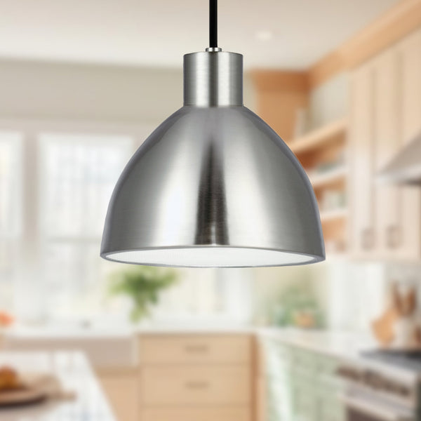 Lunara 9" LED Pendant Light, Brushed Nickel