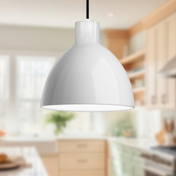 Lunara 9" LED Pendant Light, Glossy White