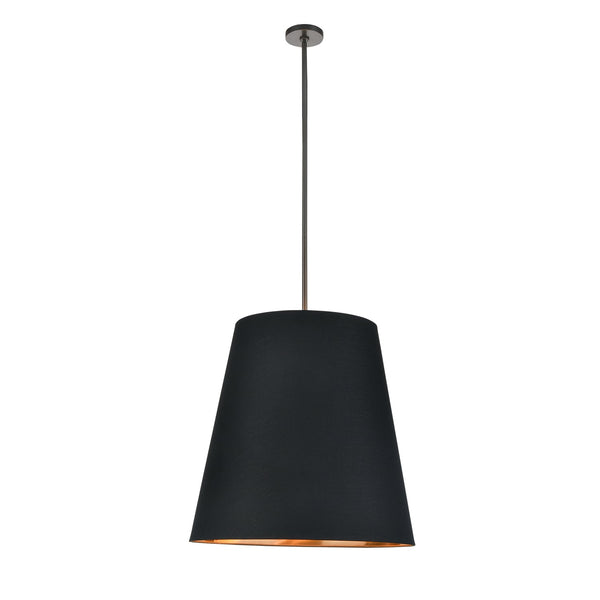 Madrigal 25" Three-Light Pendant, Black Linen With Gold Parchment/Urban Bronze