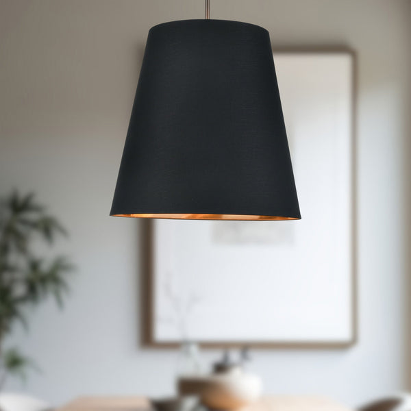 Madrigal 25" Three-Light Pendant, Black Linen With Gold Parchment/Urban Bronze