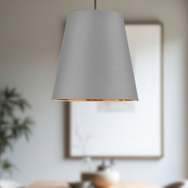 Madrigal 25" Three-Light Pendant, Gray Linen With Gold Parchment/Urban Bronze