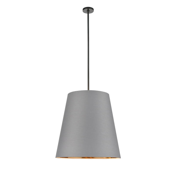 Madrigal 25" Three-Light Pendant, Gray Linen With Gold Parchment/Urban Bronze