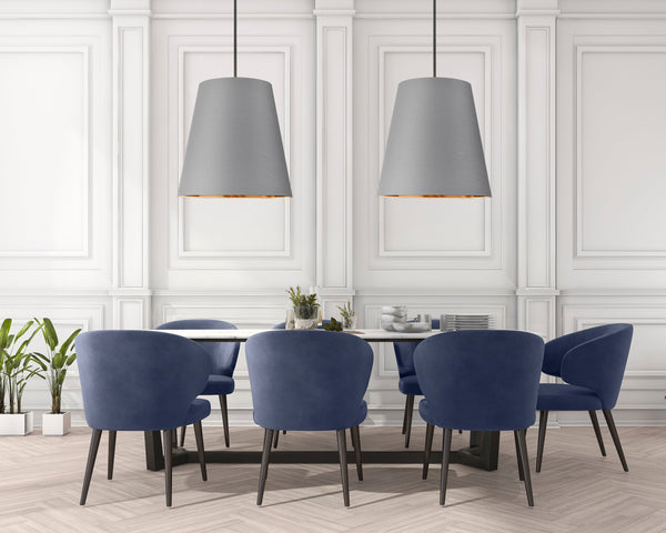 Madrigal 25" Three-Light Pendant, Gray Linen With Gold Parchment/Urban Bronze