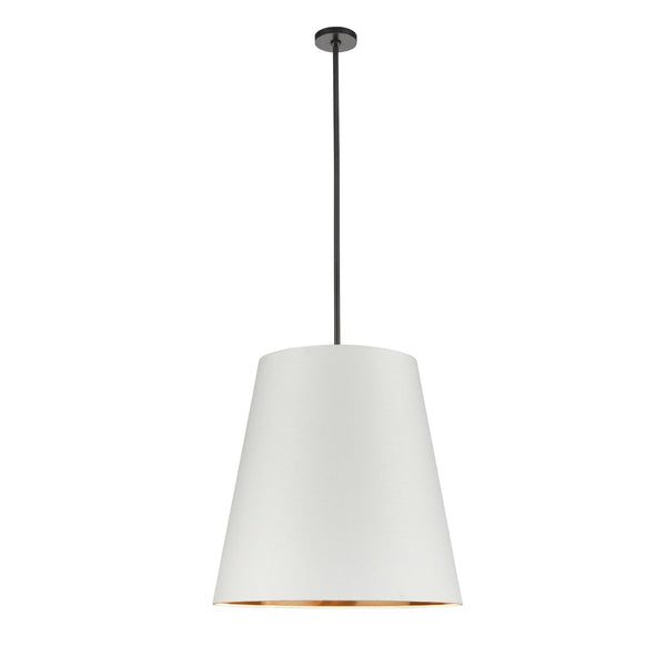 Madrigal 25" Three-Light Pendant, Urban Bronze/White Linen With Gold Parchment