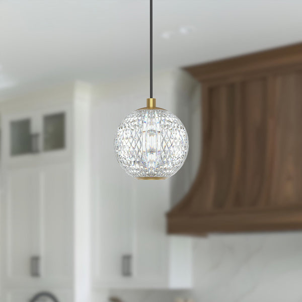 Cassia 5" LED Pendant Light, Natural Brass