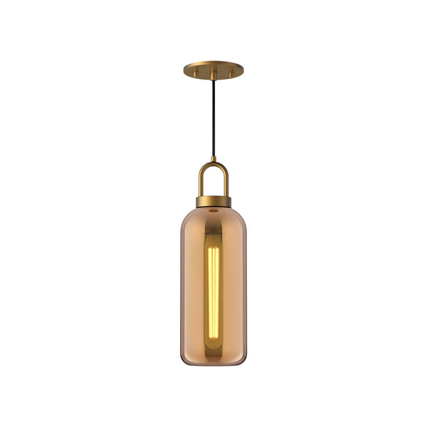 Dallas 5" Pendant Light, Aged Gold/Copper Glass
