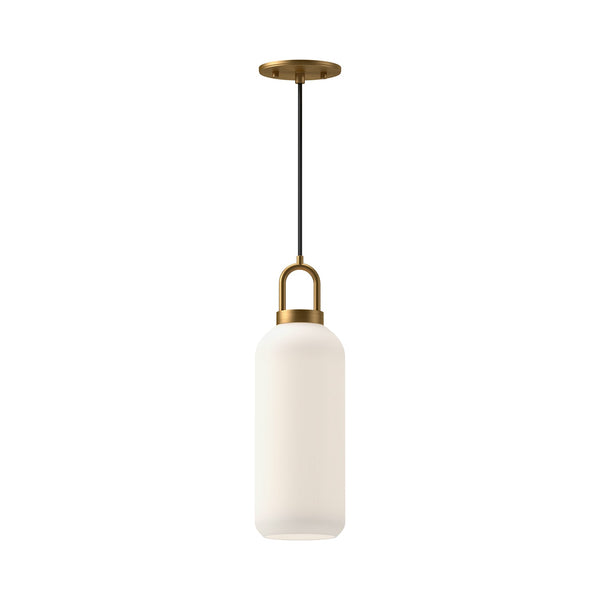 Dallas 5" Pendant Light, Aged Gold/Opal Matte Glass