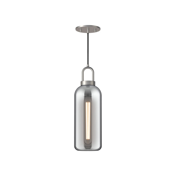 Dallas 5" Pendant Light, Brushed Nickel/Smoked Solid Glass