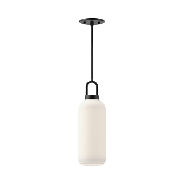 Dallas 5" Pendant Light, Matte Black/Opal Matte Glass