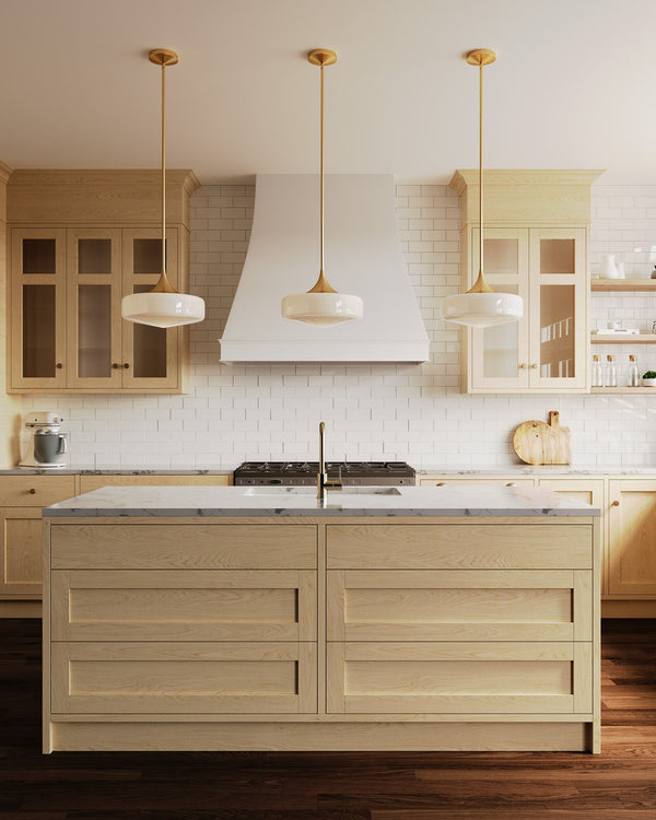 Salado 14" Pendant Light, Aged Gold/Glossy Opal Glass