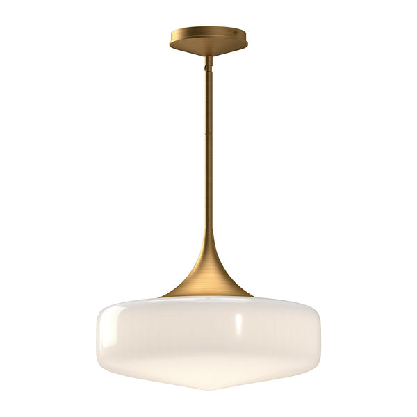 Salado 14" Pendant Light, Aged Gold/Glossy Opal Glass